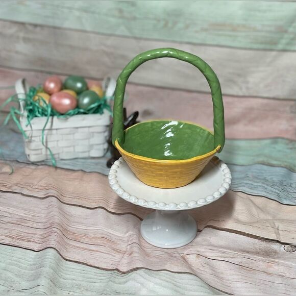 1980s Vintage Homemade Ceramic Basket EPC Spring Home Decor - Picture 1 of 9